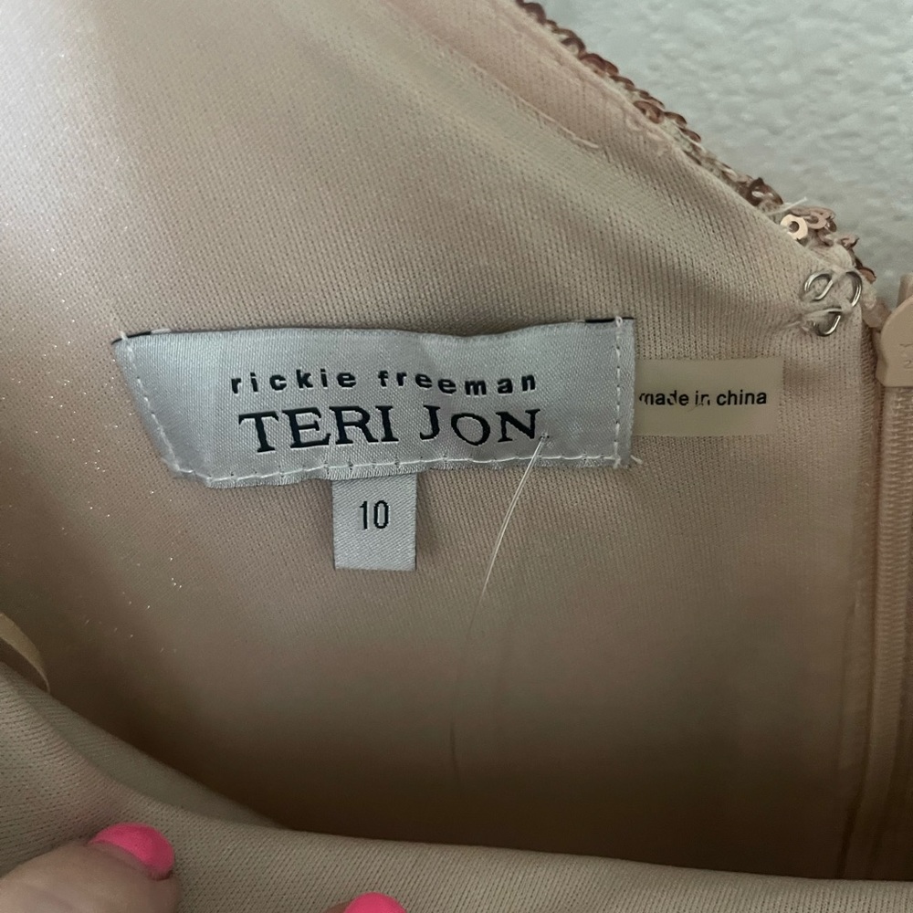 Rickie Freeman Terri Jon Gold Sequin Dress Size 10